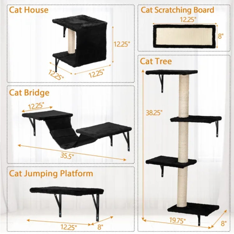 Certifiedcatlover 5 Pcs Wall Mounted Cat Climber Set