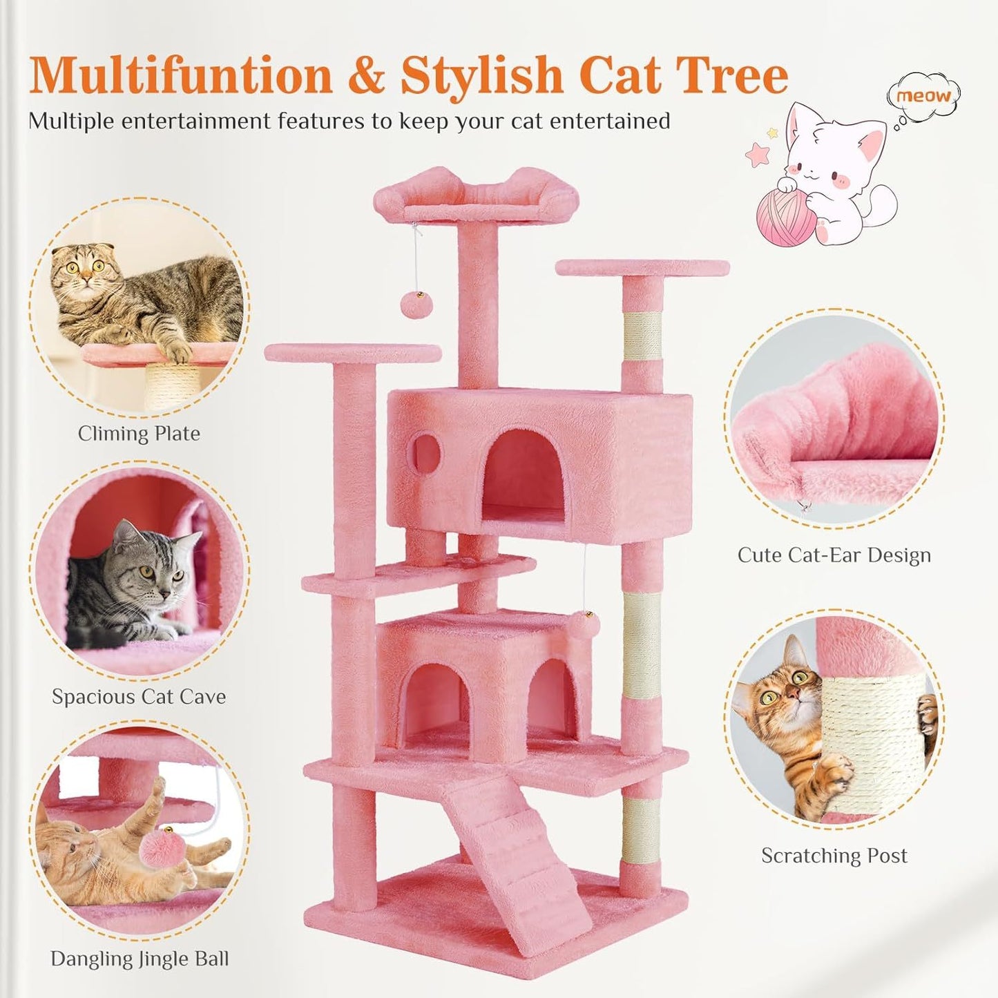 Certifiedcatlover 54" Cat Tree tower