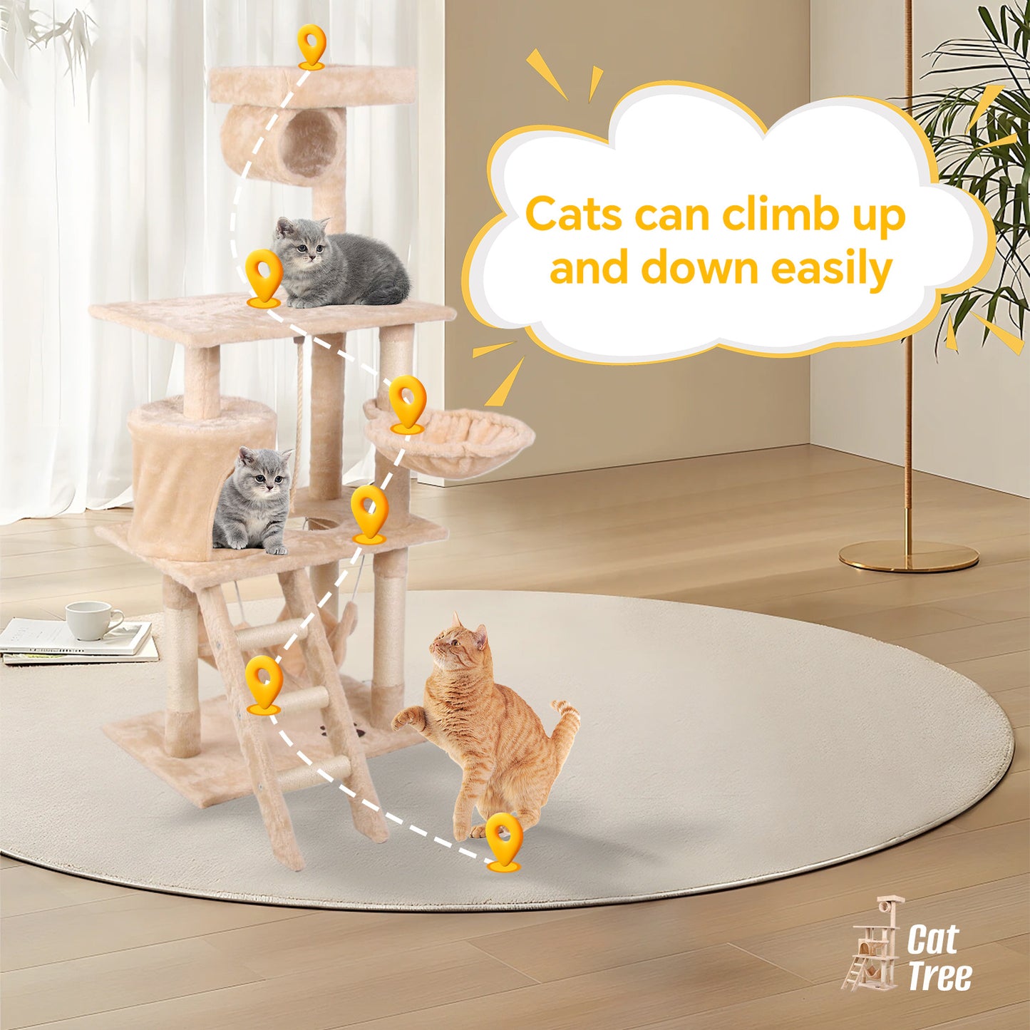 Certifiedcatlover cat climbing frame 55" Tree tower Play house