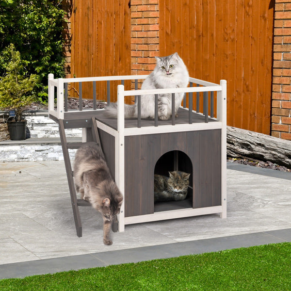 Certifiedcatlover 72x56x65cm 2-storey Cat House With Ladder