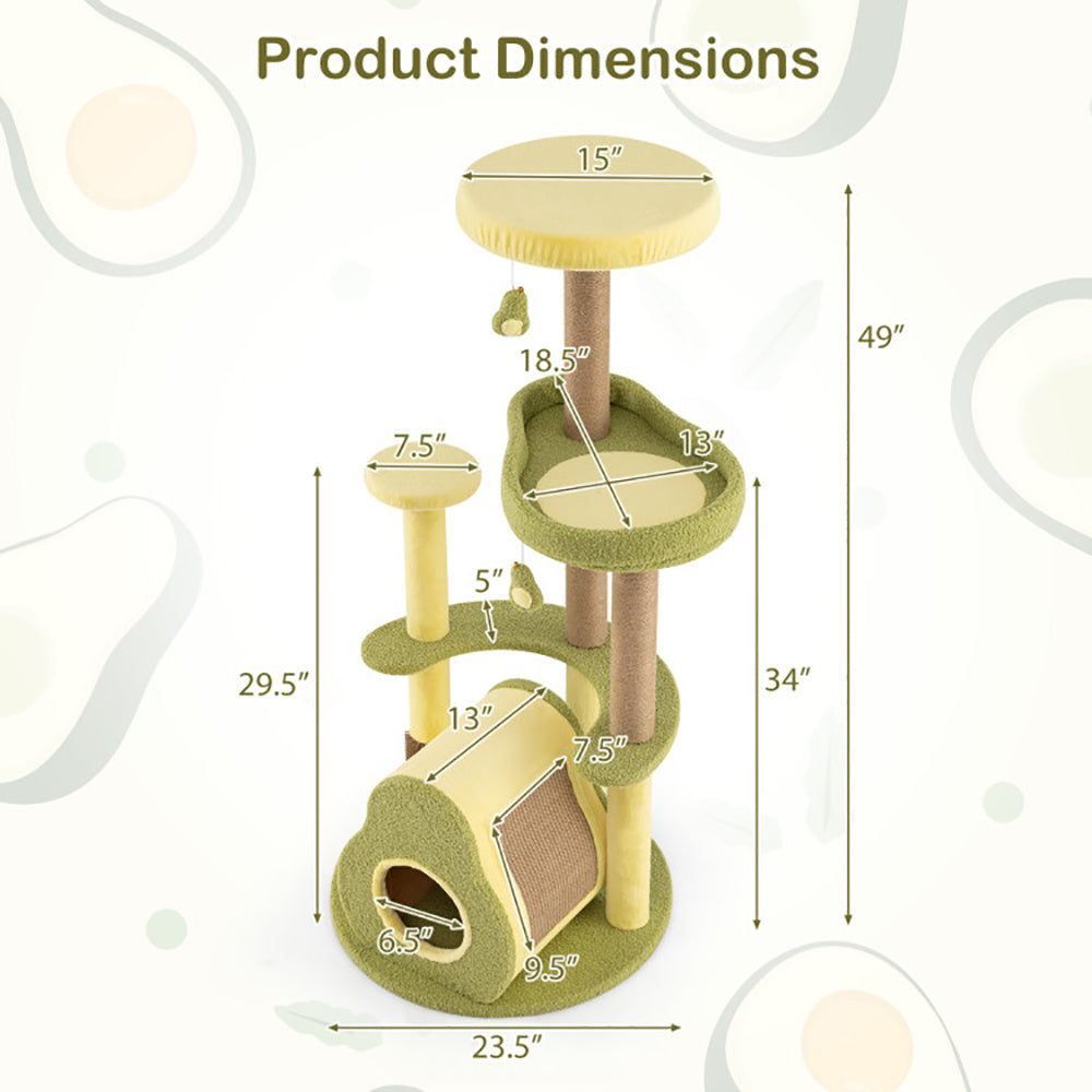 Certifiedcatlover Avocado Cat Tower Condo