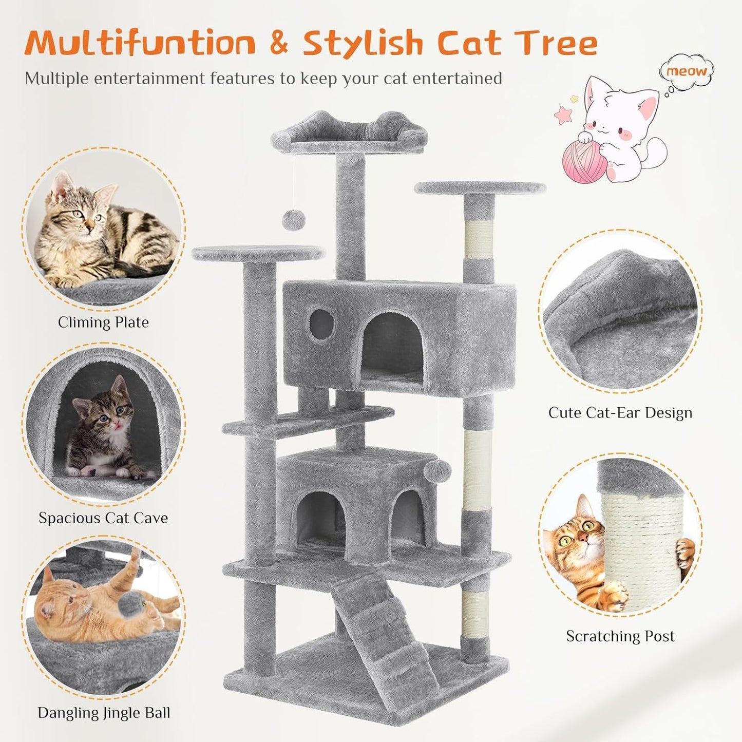 Certifiedcatlover 54" Cat Tree tower