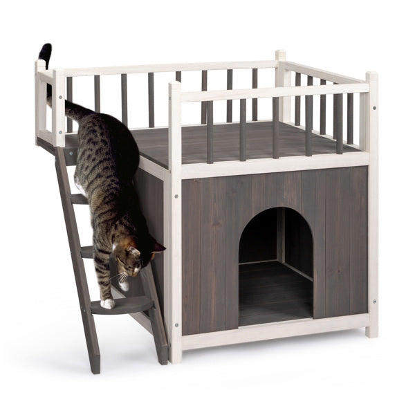 Certifiedcatlover 72x56x65cm 2-storey Cat House With Ladder