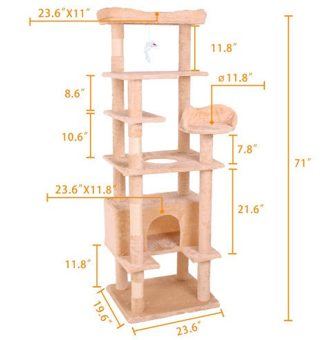 Certifiedcatlover 71" Height Cat Climbing tree tower