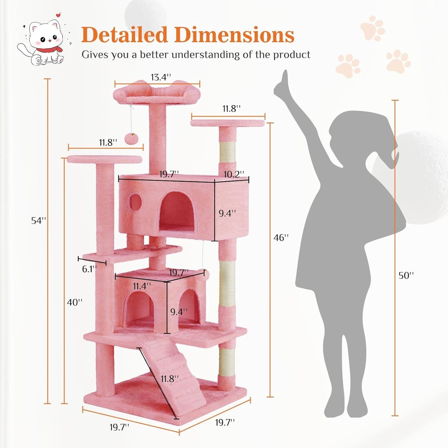 Certifiedcatlover 54" Cat Tree tower