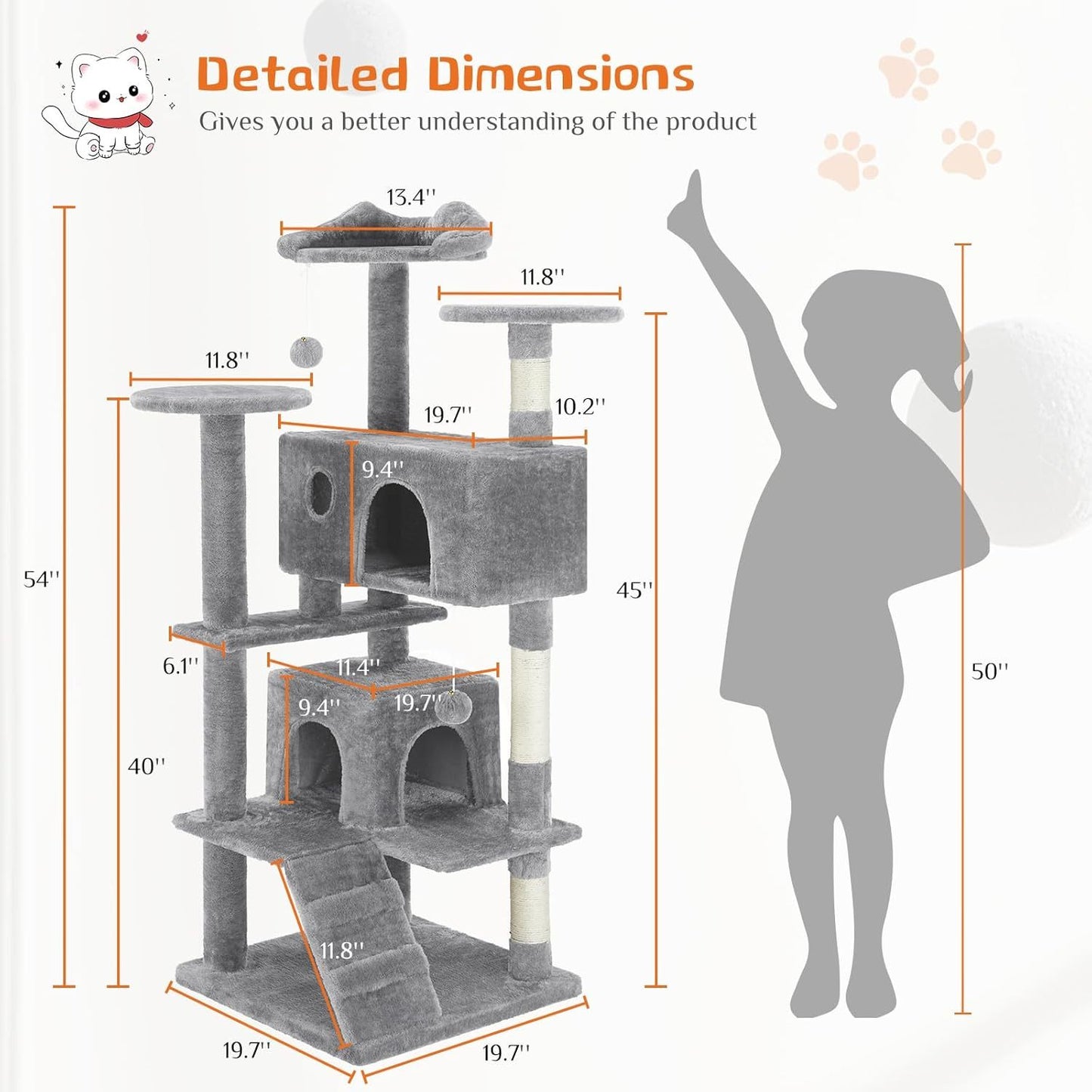 Certifiedcatlover 54" Cat Tree tower