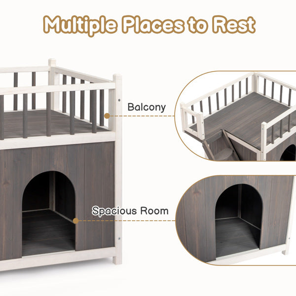 Certifiedcatlover 72x56x65cm 2-storey Cat House With Ladder