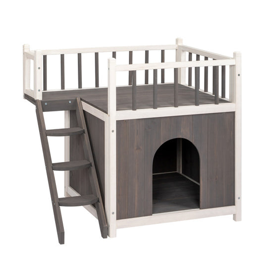 Certifiedcatlover 72x56x65cm 2-storey Cat House With Ladder